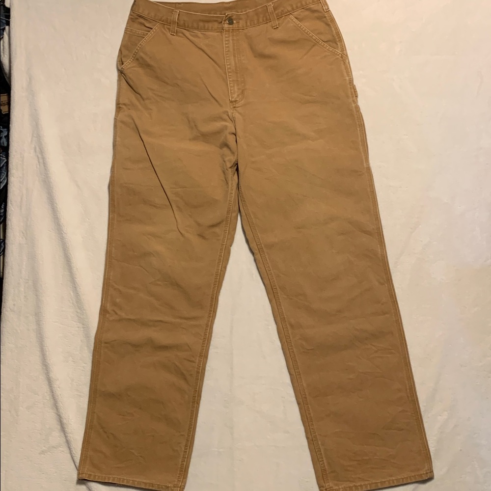 Mens Carhartt Original Dungaree Fit Carpenter  Pants 38x36 Brown  B11 BRN canvas
